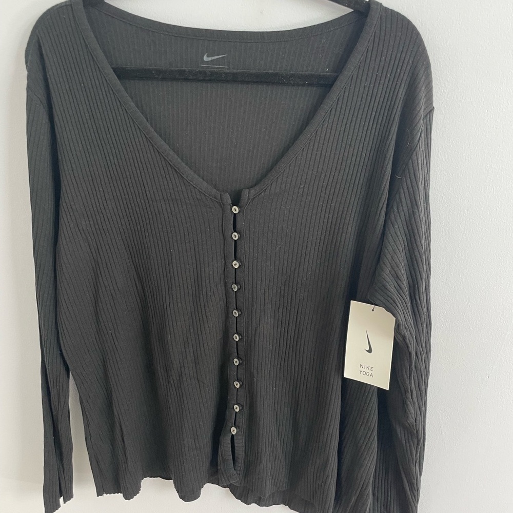 Nike Yoga Long Sleeve Button Front Top Sz 1X BNWT